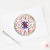 蓮の花の水の色パープルロゴヒーリングヨガ ラウンドシール (封筒)