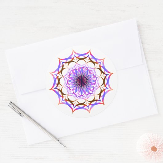 蓮の花の水の色マンダラヒーリングヨガ ラウンドシール (封筒)