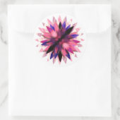 蓮の花の水色ピンクのロゴヒーリングヨガ ラウンドシール (バッグ)