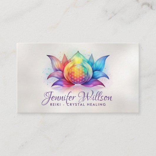 蓮の花の生命の花 – 水色 名刺 (正面)