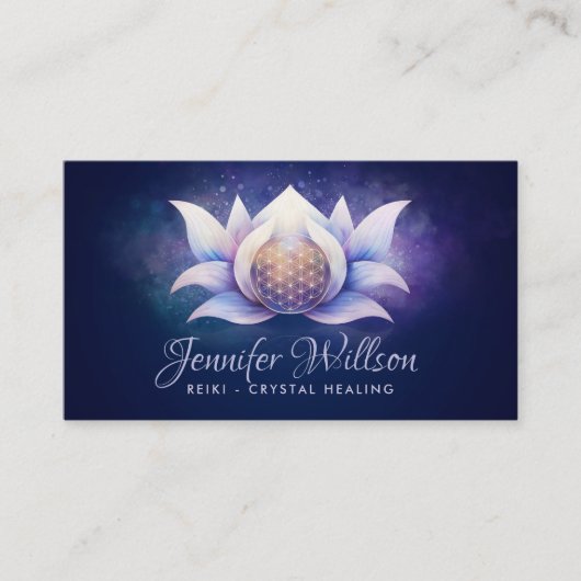 蓮の花の生命の花 – Cosmic Flow 名刺 (正面)