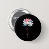 蓮の花の神秘的なヒッピーの瞑想ヨガ 缶バッジ (正面&裏面)