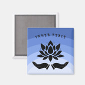 蓮の花の穏やかなシルエットクールブルー マグネット (正面/裏面)