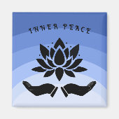 蓮の花の穏やかなシルエットクールブルー マグネット (正面)