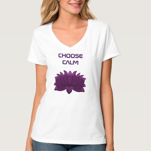 蓮の花の穏やかなデザイン Tシャツ (正面)