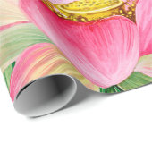 蓮の花の継ぎ目のないパターン。水色の植物体 ラッピングペーパー (ロールコーナー)