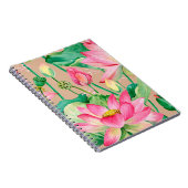 蓮の花の継ぎ目のない模様。水彩植物 ノートブック (右側)