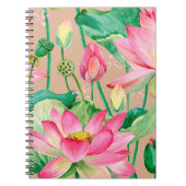 蓮の花の継ぎ目のない模様。水彩植物 ノートブック (正面)