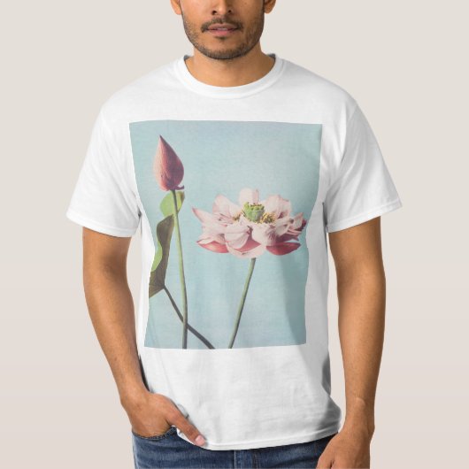 蓮の花の美しい光機械プリント Tシャツ (正面)