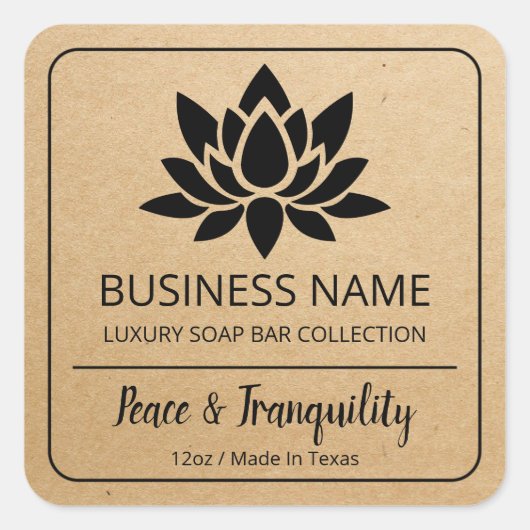 蓮の花の製品ラベル スクエアシール (正面)