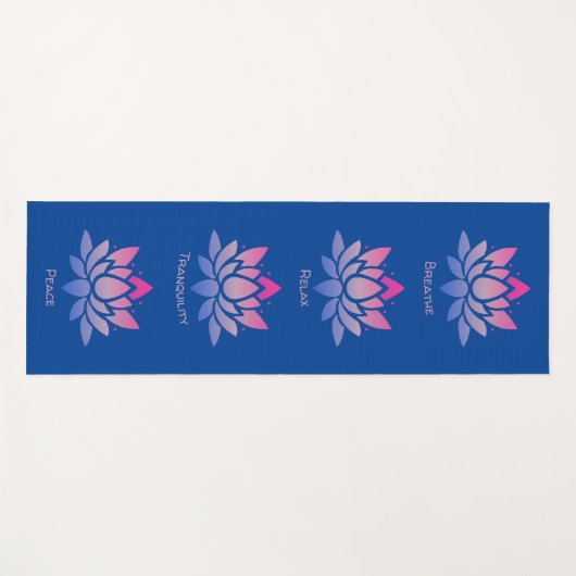 蓮の花の青ピンク両面 ヨガマット (正面(横))