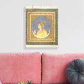 蓮の花びらを持っている女性のポートレート キャンバスプリント (インサイチュ (リビング))