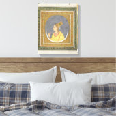 蓮の花びらを持っている女性のポートレート キャンバスプリント (インサイチュ (寝室))