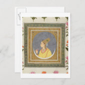 蓮の花びらを持っている女性のポートレート ポストカード (正面/裏面)