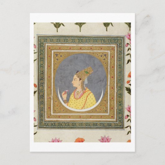 蓮の花びらを持っている女性のポートレート ポストカード (正面)