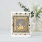 蓮の花びらを持っている女性のポートレート ポストカード (スタンド正面)