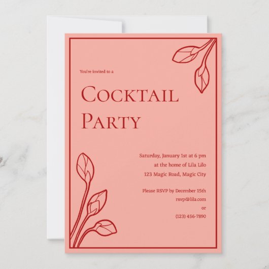 蓮の花びら パーソナライズ パーティー 招待状 (正面)