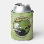 蓮の花を愛するカエルパーソナライズされた 缶クーラー (缶正面)