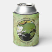 蓮の花を愛するカエルパーソナライズされた 缶クーラー (缶裏面)