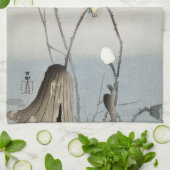 蓮の花を持つカワセミ – Ohara Koson - キッチンタオル (折り畳み)