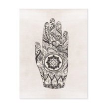 蓮の花を持つヘンナの手の入れ墨