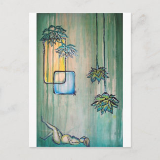 蓮の花を持つ妊婦 案内ポストカード