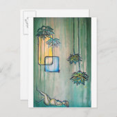 蓮の花を持つ妊婦 案内ポストカード (正面/裏面)