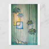 蓮の花を持つ妊婦 案内ポストカード (正面)