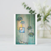 蓮の花を持つ妊婦 案内ポストカード (スタンド正面)