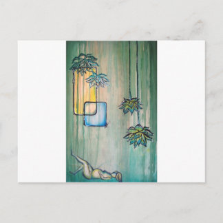 蓮の花を持つ妊婦 案内ポストカード