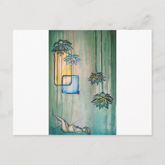 蓮の花を持つ妊婦 案内ポストカード (正面)