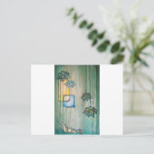 蓮の花を持つ妊婦 案内ポストカード (スタンド正面)