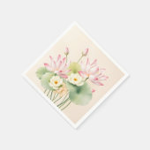 蓮の花を水色で落とす スタンダードカクテルナプキン (角)