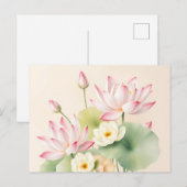 蓮の花を水色で落とす ポストカード (正面/裏面)