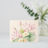 蓮の花を水色で落とす ポストカード (スタンド正面)