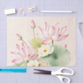 蓮の花を水色で落とす 薄葉紙 (クラフト)