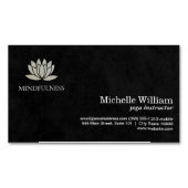 蓮の花アイコン |黒シンプルお洒落色 マグネット名刺 (正面)