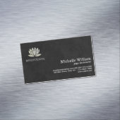 蓮の花アイコン |黒シンプルお洒落色 マグネット名刺 (インサイチュ)