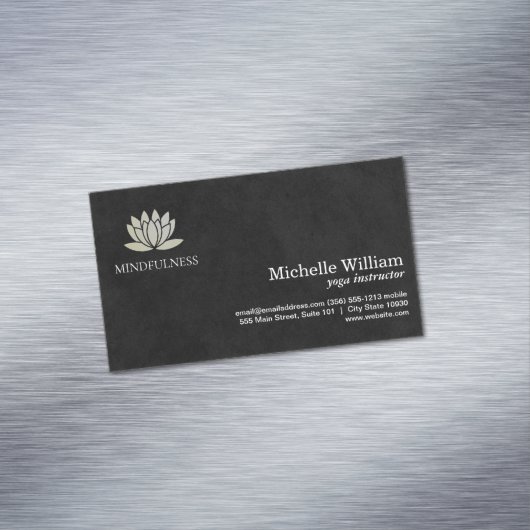 蓮の花アイコン |黒シンプルお洒落色 マグネット名刺 (インサイチュ)