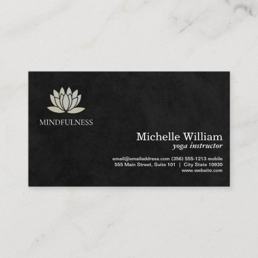 蓮の花アイコン |黒シンプルお洒落色 名刺 (正面)