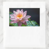 蓮の花カラフルの花飾り閉じる 長方形シール (バッグ)