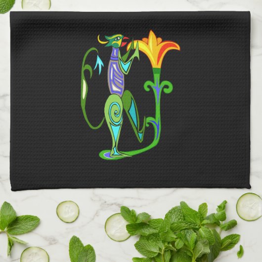 蓮の花キッチンタオルを使ったエジプトの芸術 キッチンタオル (折り畳み)