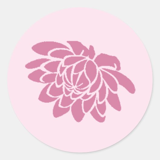 蓮の花ステッカー(ピンク) ラウンドシール (正面)