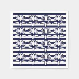 蓮の花フローラストライプ模様 スタンダードカクテルナプキン