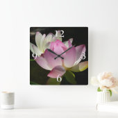 蓮の花ペアII スクエア壁時計 (ホーム)
