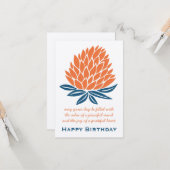 蓮の花マインドフ感動的ァルハッピーバースデー カード (正面/裏面インサイチュ)