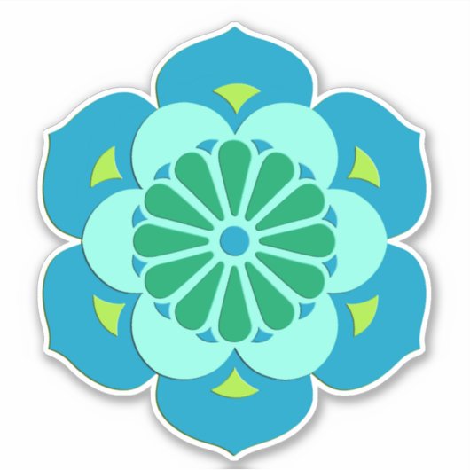 蓮の花マンダラスカイブルーとライトアクア シール (正面)