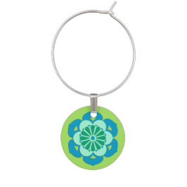 蓮の花マンダラライムグリーンとライトブルー ワインチャーム