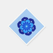 蓮の花マンダラ藍とライトブルー スタンダードカクテルナプキン (角)