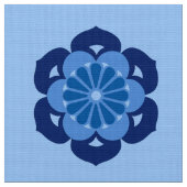 蓮の花マンダラ藍とライトブルー ファブリック (クローズアップ)